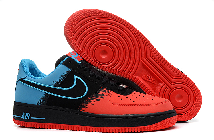 Nike Air Force Faible Araignee Nouveaux Hommes Bleu Rouge